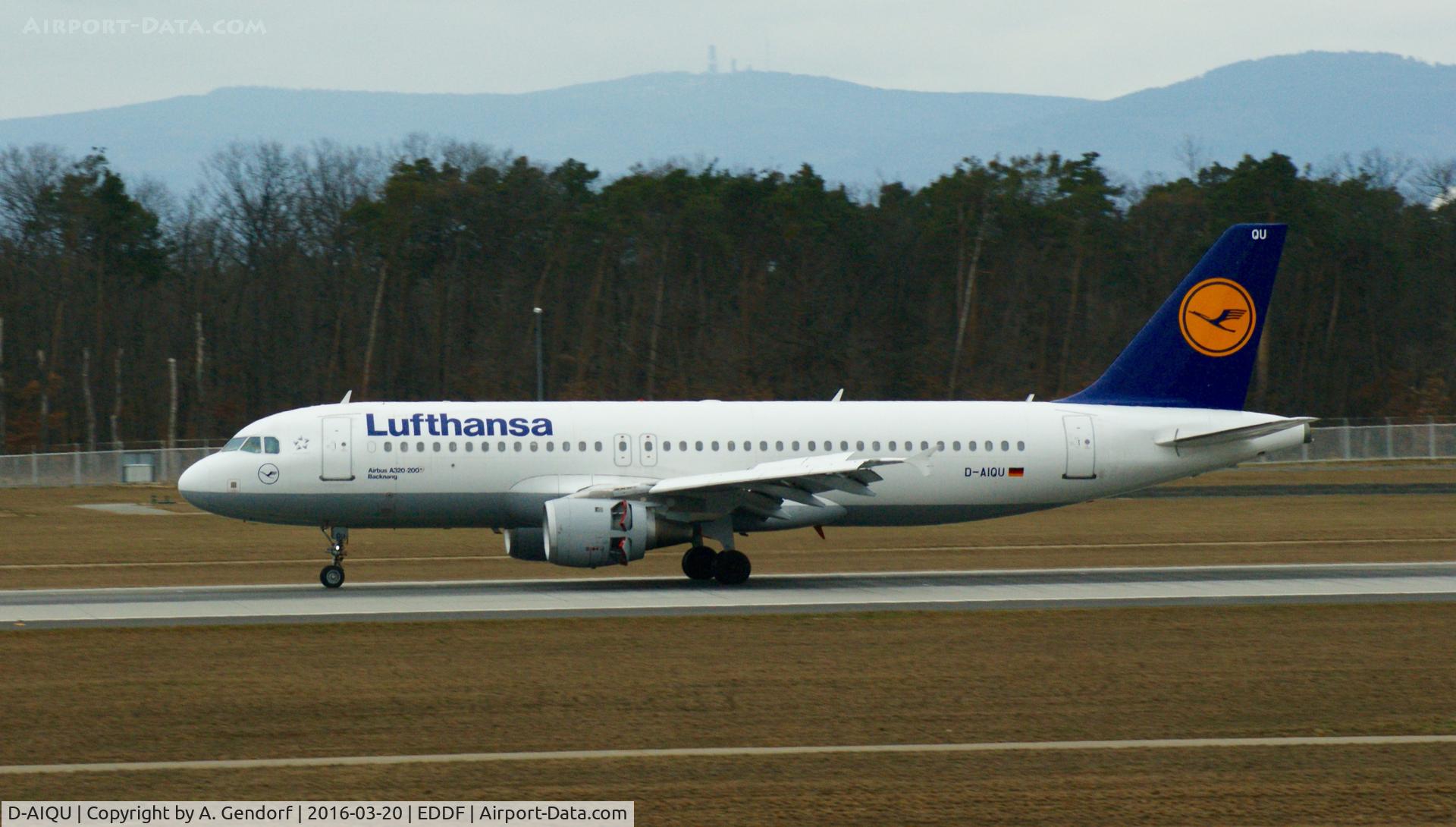 D-AIQU, 2000 Airbus A320-211 C/N 1365, Lufthansa, is here shortly after landing at Frankfurt Rhein/Main(EDDF)
