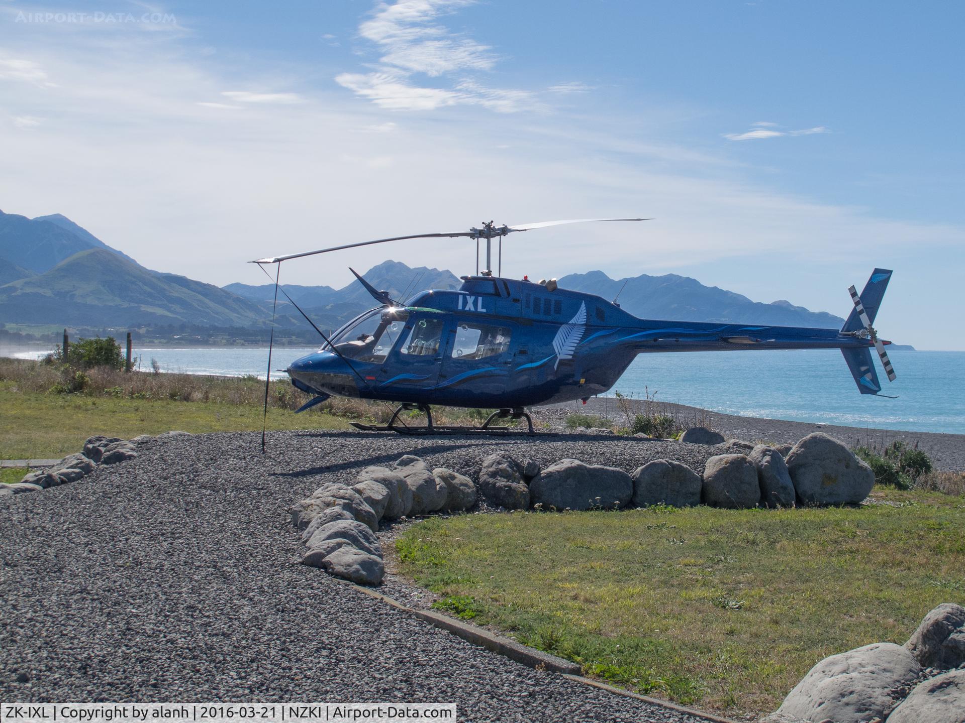 ZK-IXL, 1972 Bell OH-58A Kiowa (206A-1/CH-136) C/N 44062, Off airport, near Kaikoura Helicopters lot on the Kaikoura coast