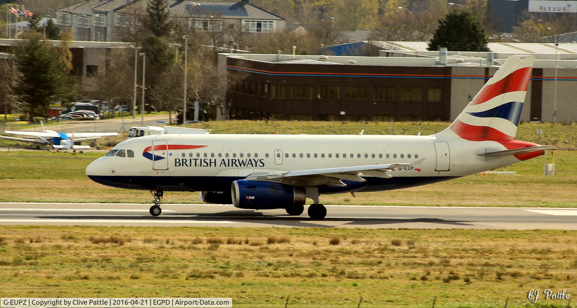 G-EUPZ, 2001 Airbus A319-131 C/N 1510, at Aberdeen EGPD