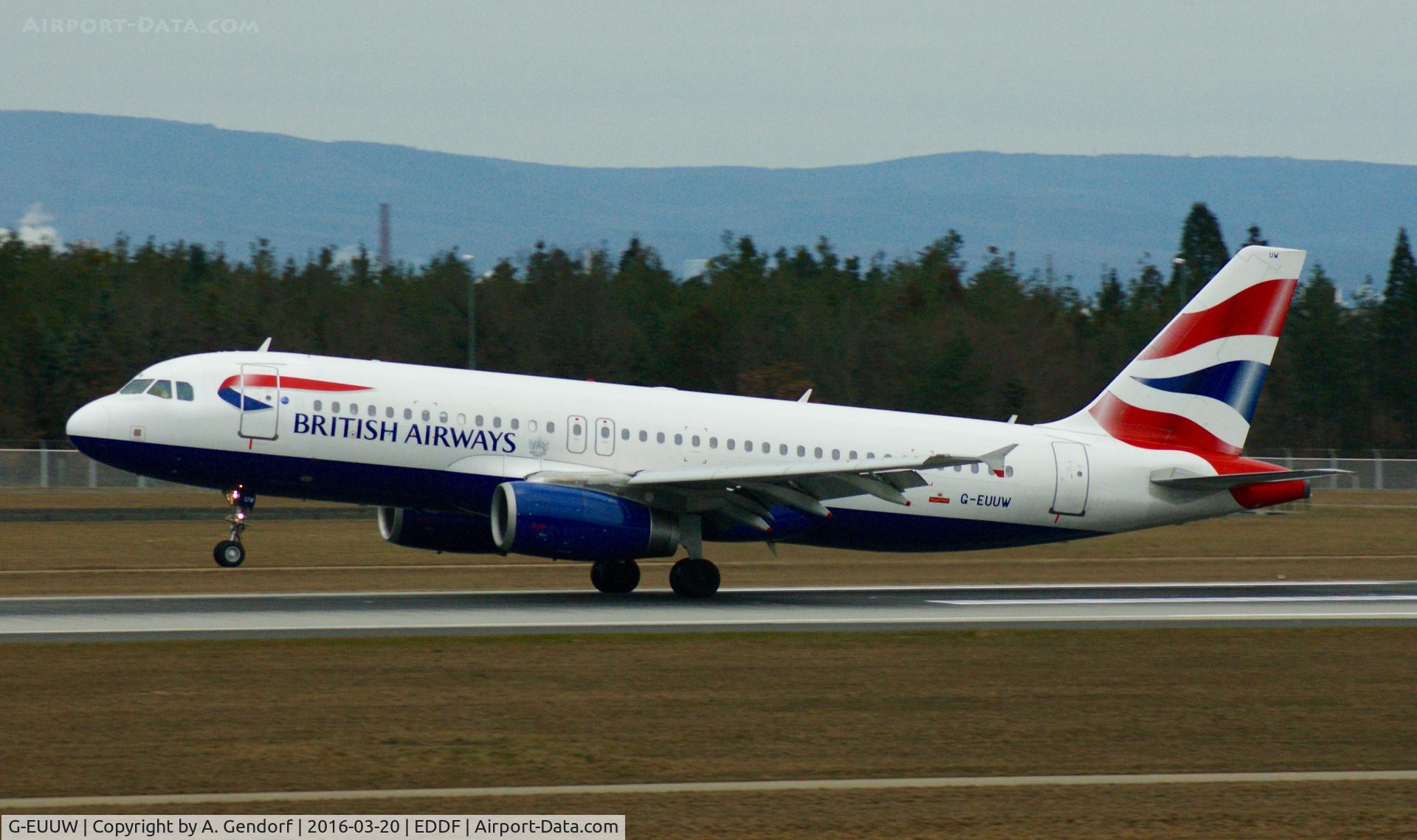 G-EUUW, 2008 Airbus A320-232 C/N 3499, British Airways, seen here landing at Frankfurt Rhein/Main(EDDF)