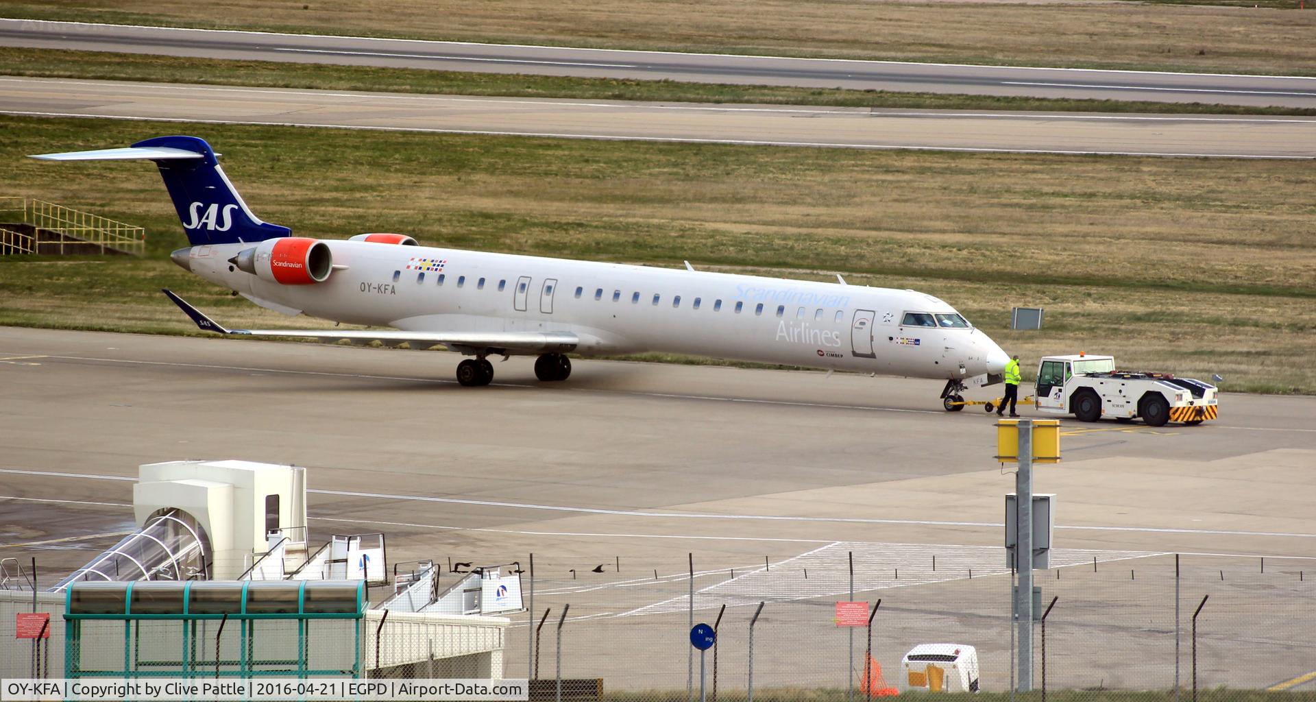 OY-KFA, 2008 Bombardier CRJ-900 (CL-600-2D24) C/N 15206, at Aberdeen EGPD