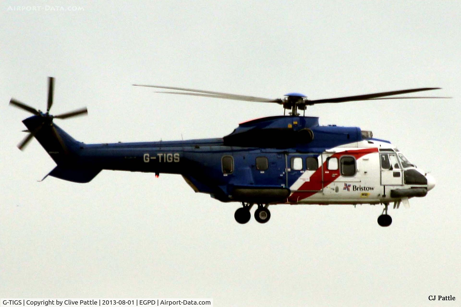 G-TIGS, 1983 Aerospatiale AS-332L Super Puma C/N 2086, Landing at Aberdeen EGPD