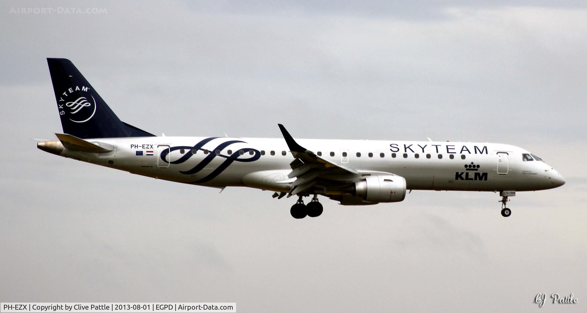 PH-EZX, 2012 Embraer 190LR (ERJ-190-100LR) C/N 19000545, Landing at Aberdeen EGPD