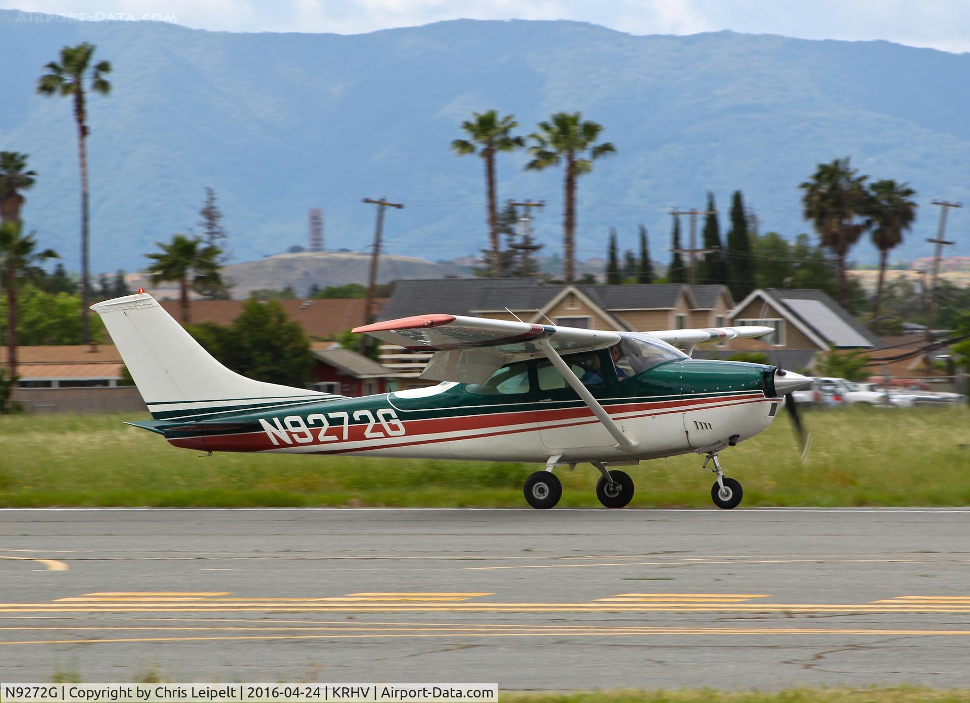 N9272G, 1971 Cessna 182N Skylane C/N 18260812, Locally-based 1971 Cessna 182N slowing down to a stop at Reid Hillview Airport, San Jose, CA.