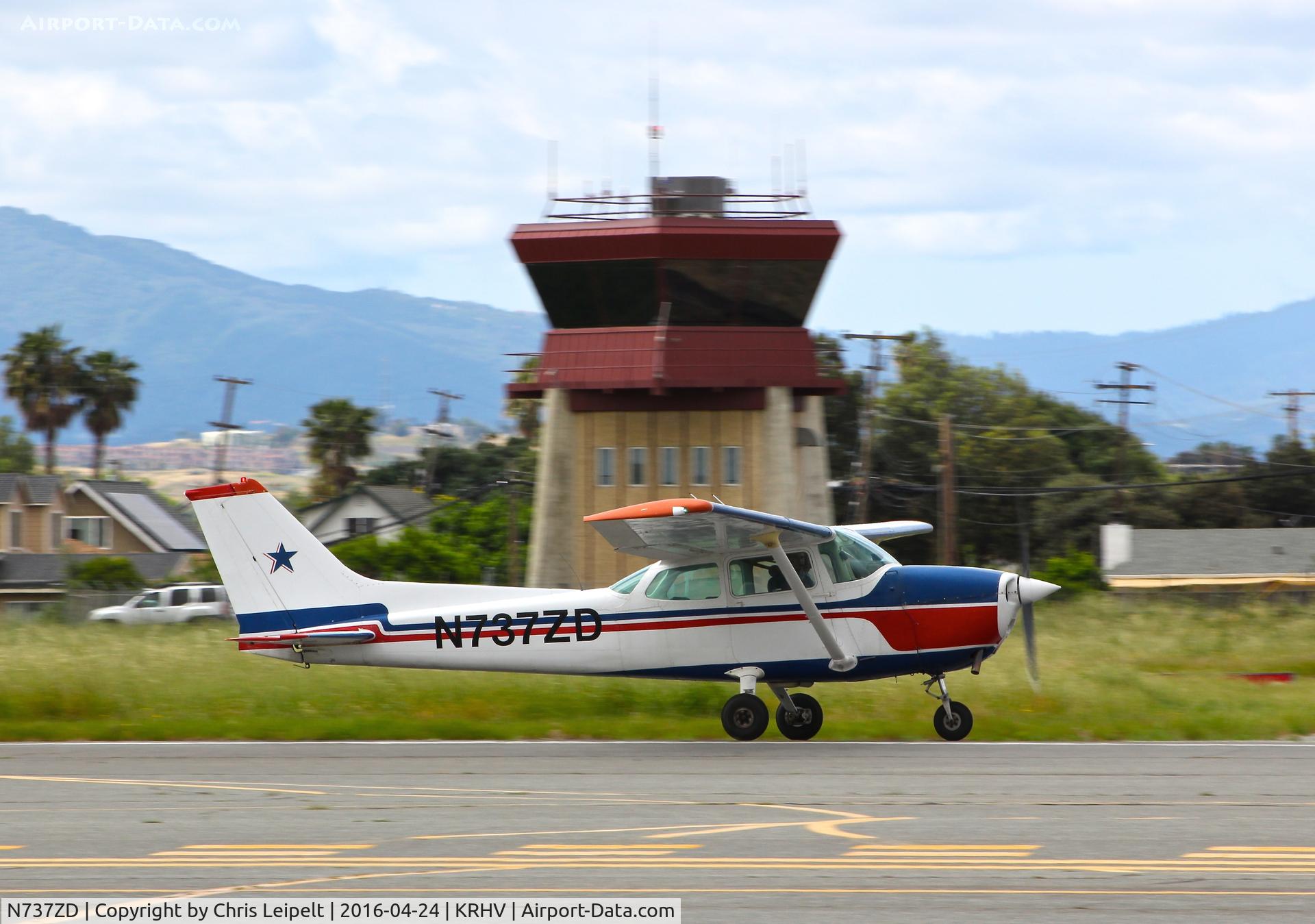 N737ZD, 1977 Cessna 172N C/N 17269794, Locally-based 1977 Cessna 172N slowing to a stop on runway 31R at Reid Hillview Airport, San Jose, CA.