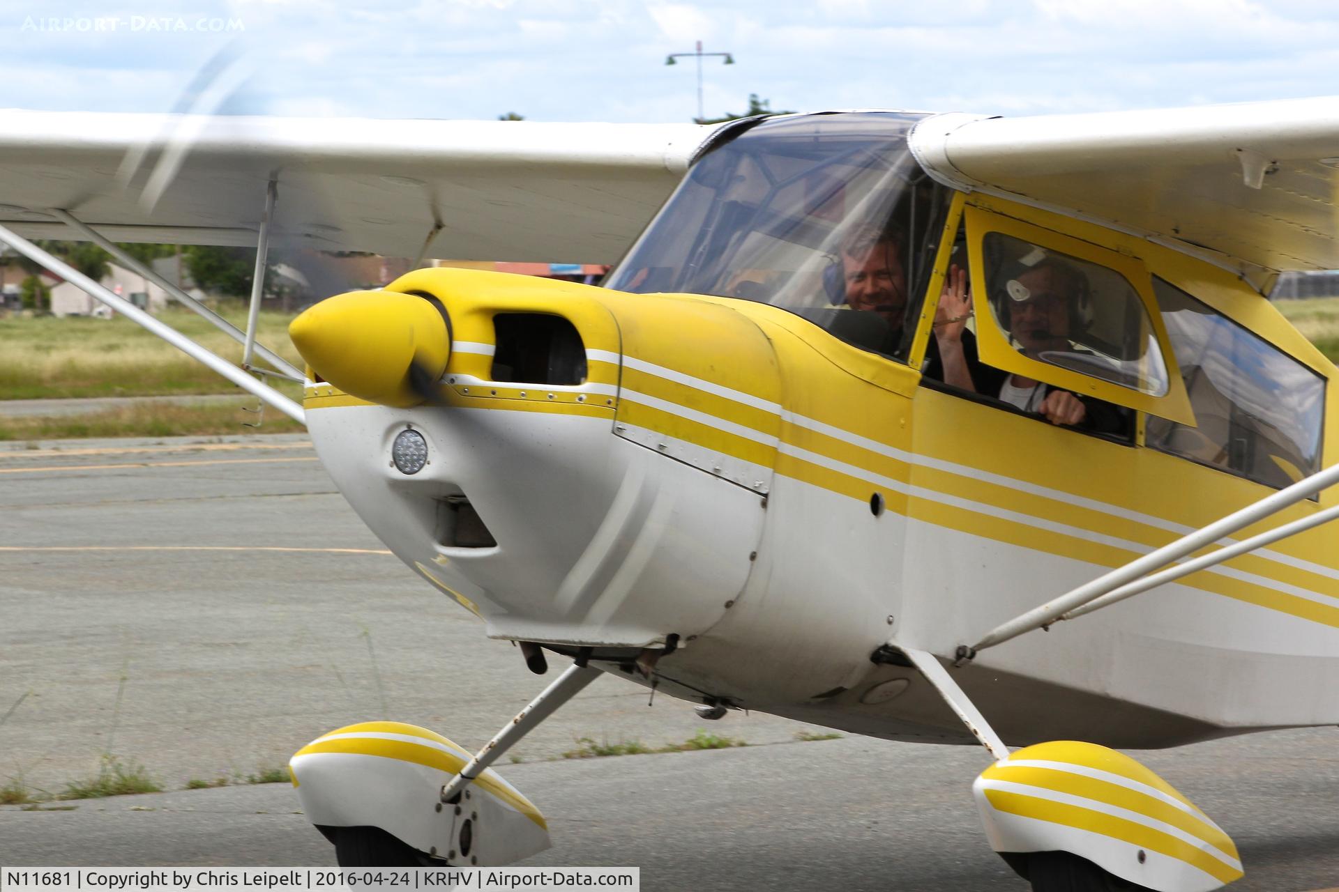 N11681, 1972 Bellanca 7KCAB Citabria C/N 308-72, Locally-based 1972 Bellanca Citabria taxing in at Reid Hillview Airport, San Jose, CA. Thanks for the wave!