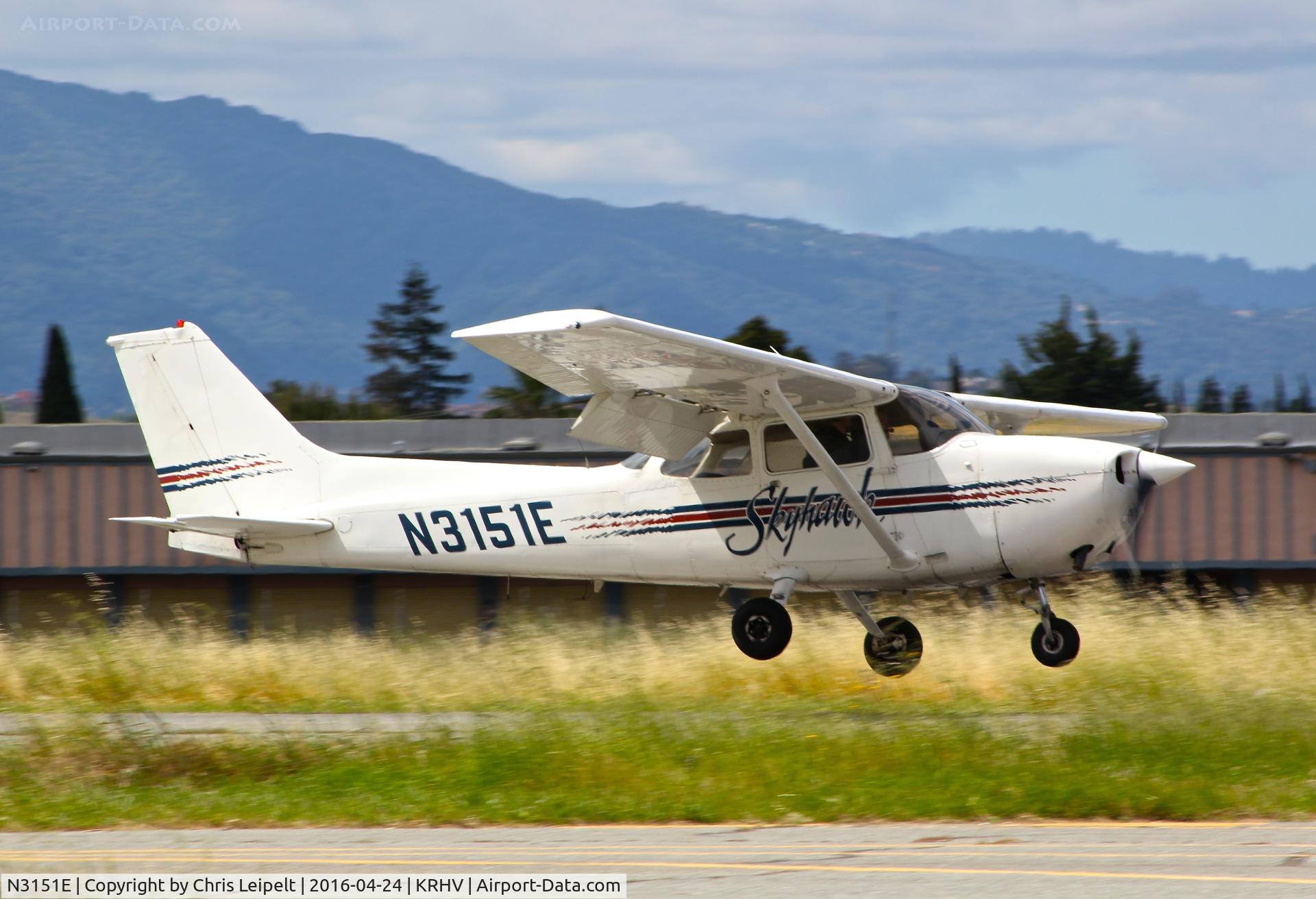 N3151E, 1978 Cessna 172N C/N 17271453, Locally-based 1978 Cessna 172N moments from touchdown at Reid Hillview Airport, San Jose, CA.