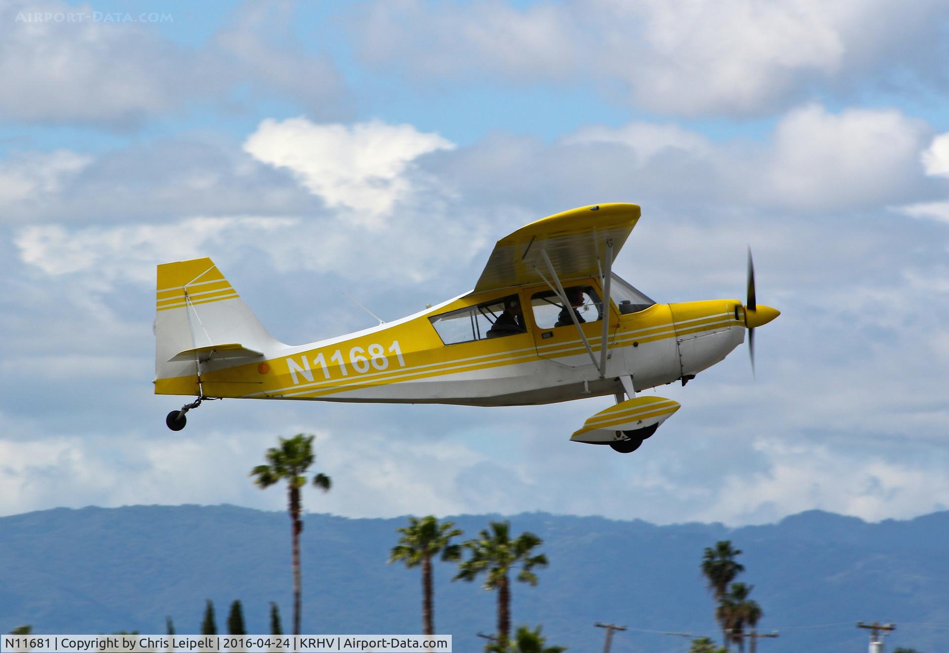 N11681, 1972 Bellanca 7KCAB Citabria C/N 308-72, Locally-based 1972 Bellanca 7KCAB departing runway 31R at Reid Hillview Airport, San Jose, CA.