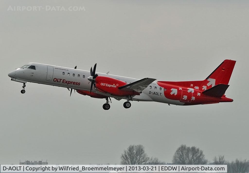 D-AOLT, 1996 Saab 2000 C/N 2000-037, Departure back to the lessor in England.