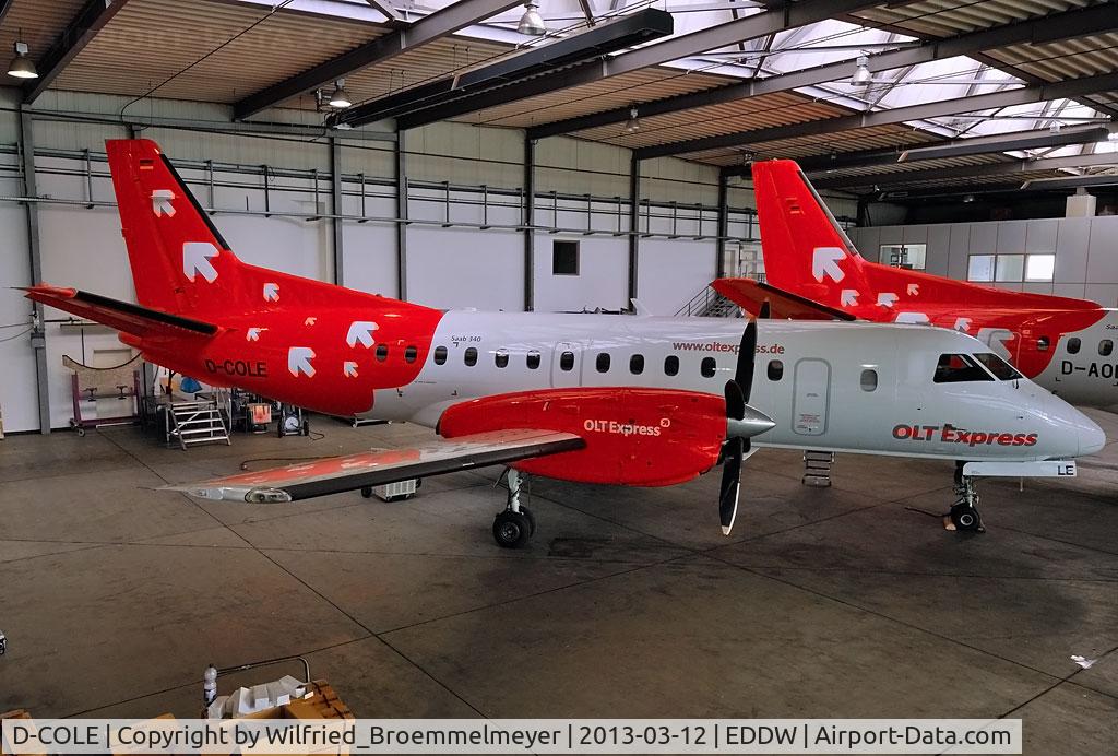 D-COLE, 1989 Saab 340A C/N 340A-144, This is the second insolvency for this bird in this hangar. The first as D-CHBB at Air Bremen and the second (this one) as D-COLE at OLT Express