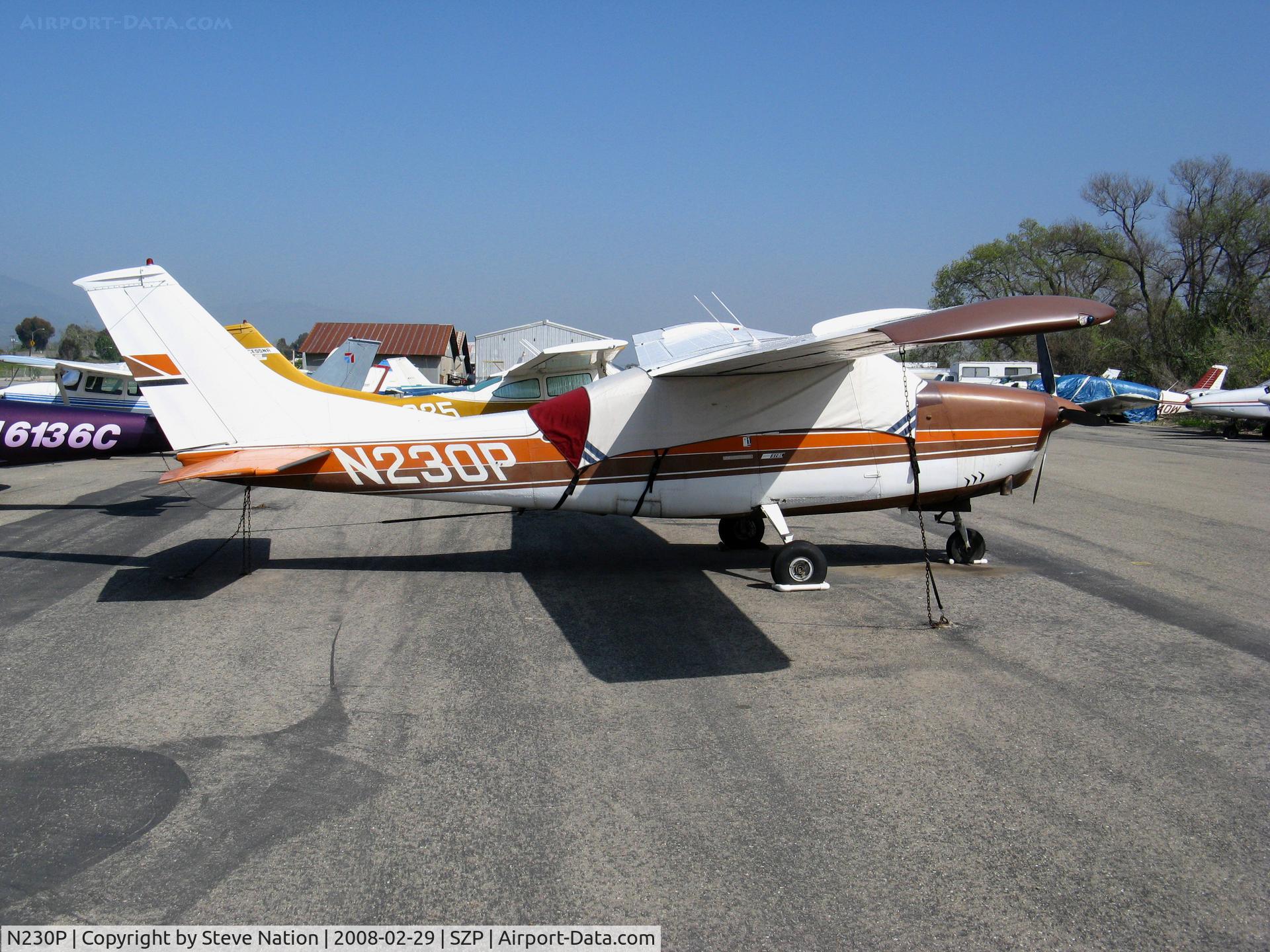 N230P, 1967 Cessna T210G Turbo Centurion C/N T210-0279, Locally-based 1967 Cessna T210G Turbo Centurion with cockpit cover @ Santa Paula Airport (Ventura County), CA