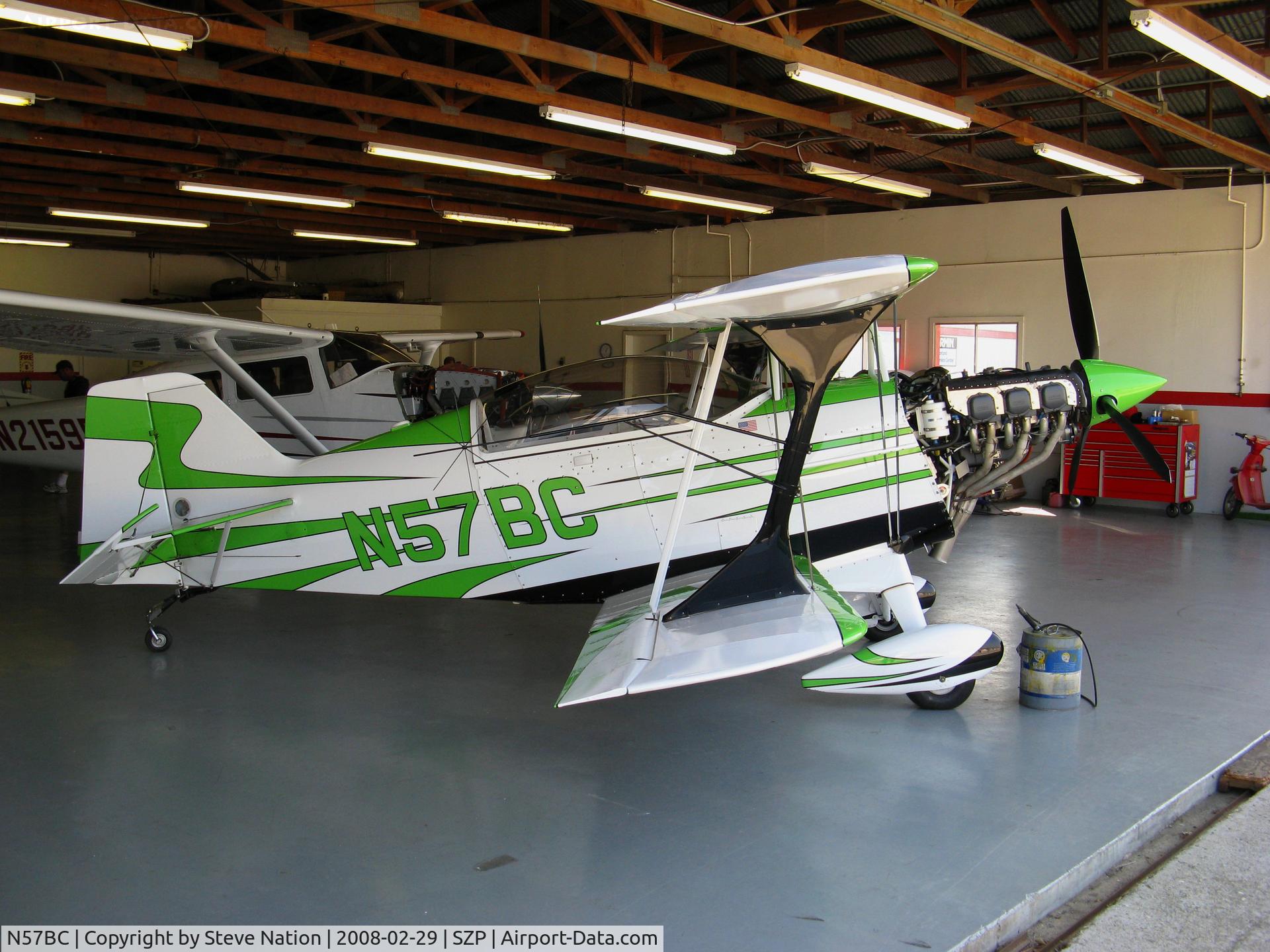N57BC, 2001 Aviat Pitts S-2C Special C/N 6042, Locally-based 2001 Aviat Pitts S-2C in hangar @ Santa Paula Airport (Ventura County), CA