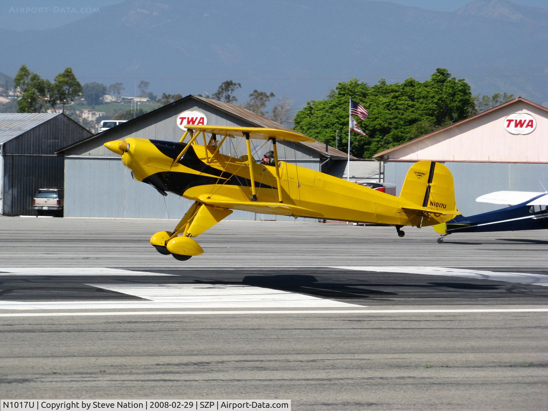 N1017U, 1939 CASA 1-131 Jungmann C/N E3B-435, Locally-based 1939 CASA 1-131 Jungmann touching down @ Santa Paula Airport (Ventura County), CA