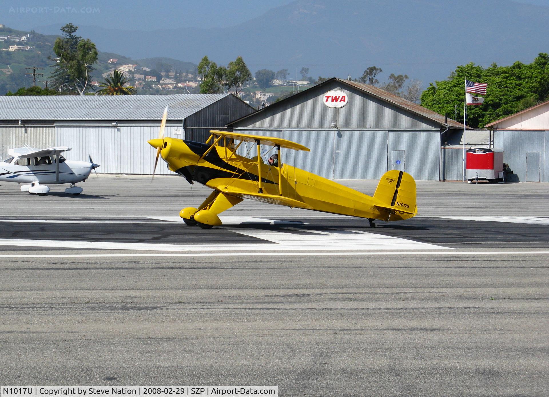 N1017U, 1939 CASA 1-131 Jungmann C/N E3B-435, Locally-based 1939 CASA 1-131 Jungmann running up engine @ Santa Paula Airport (Ventura County), CA