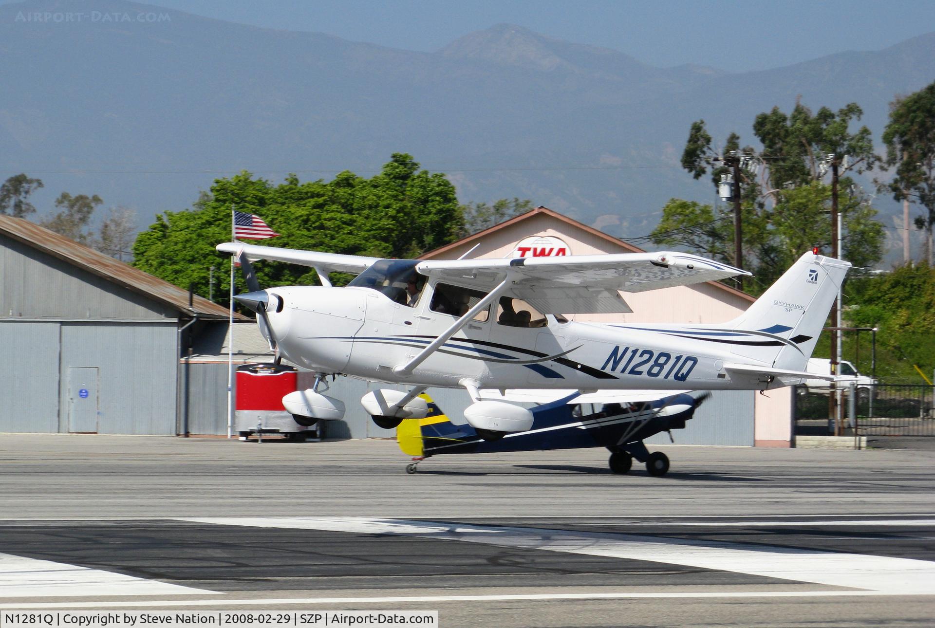 N1281Q, 2006 Cessna 172S C/N 172S10333, 2006 Cessna 172S Skyhawk touching down @ Santa Paula Airport (Ventura County), CA