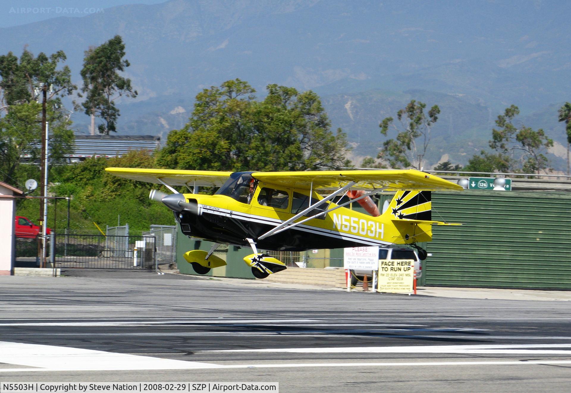 N5503H, 1978 Bellanca 8KCAB Super Decathlon C/N 413-78, Locally-based 1978 Bellanca 8KCAB Super Decathalon touching down @ Santa Paula Airport (Ventura County), CA