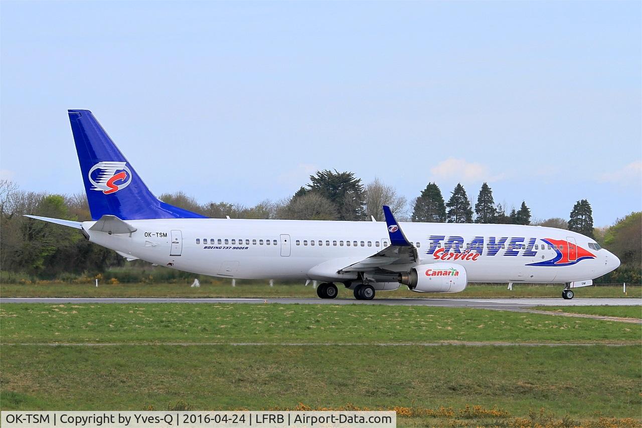 OK-TSM, 2007 Boeing 737-9GJ/ER C/N 34952, Boeing 737-9GJER, Taxiing to holding point rwy 25L, Brest-Bretagne airport (LFRB-BES)