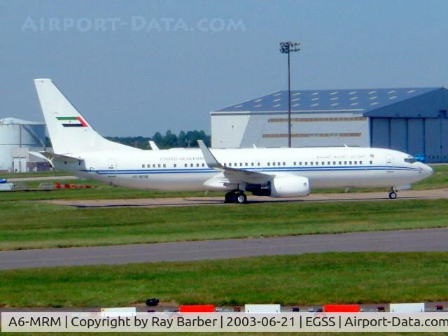 A6-MRM, 2001 Boeing 737-8EC BBJ2 C/N 32450, Boeing 737-8EC [32450] (Government of United Arab Emirates) Stansted~G 21/06/2003