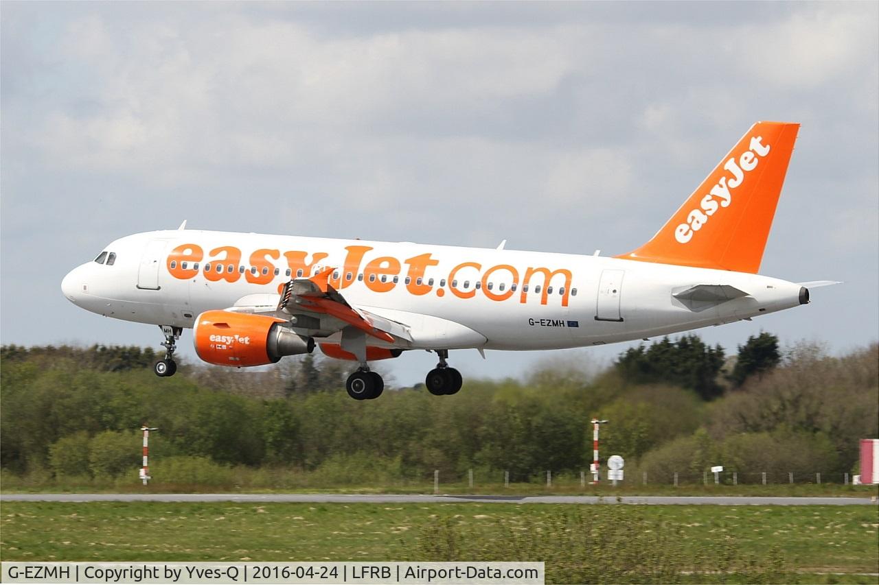 G-EZMH, 2003 Airbus A319-111 C/N 2053, Airbus A319-111, On final rwy 25L, Brest-Bretagne airport (LFRB-BES)