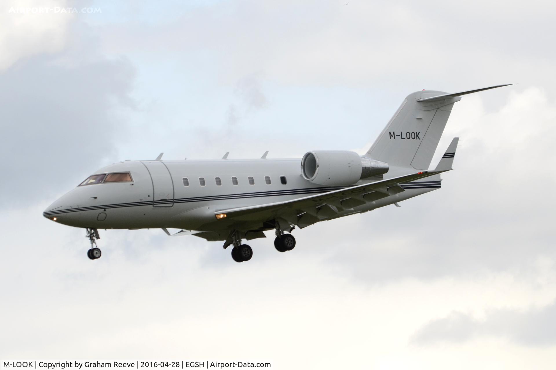 M-LOOK, 1996 Canadair Challenger 604 (CL-600-2B16) C/N 5319, Landing at Norwich.