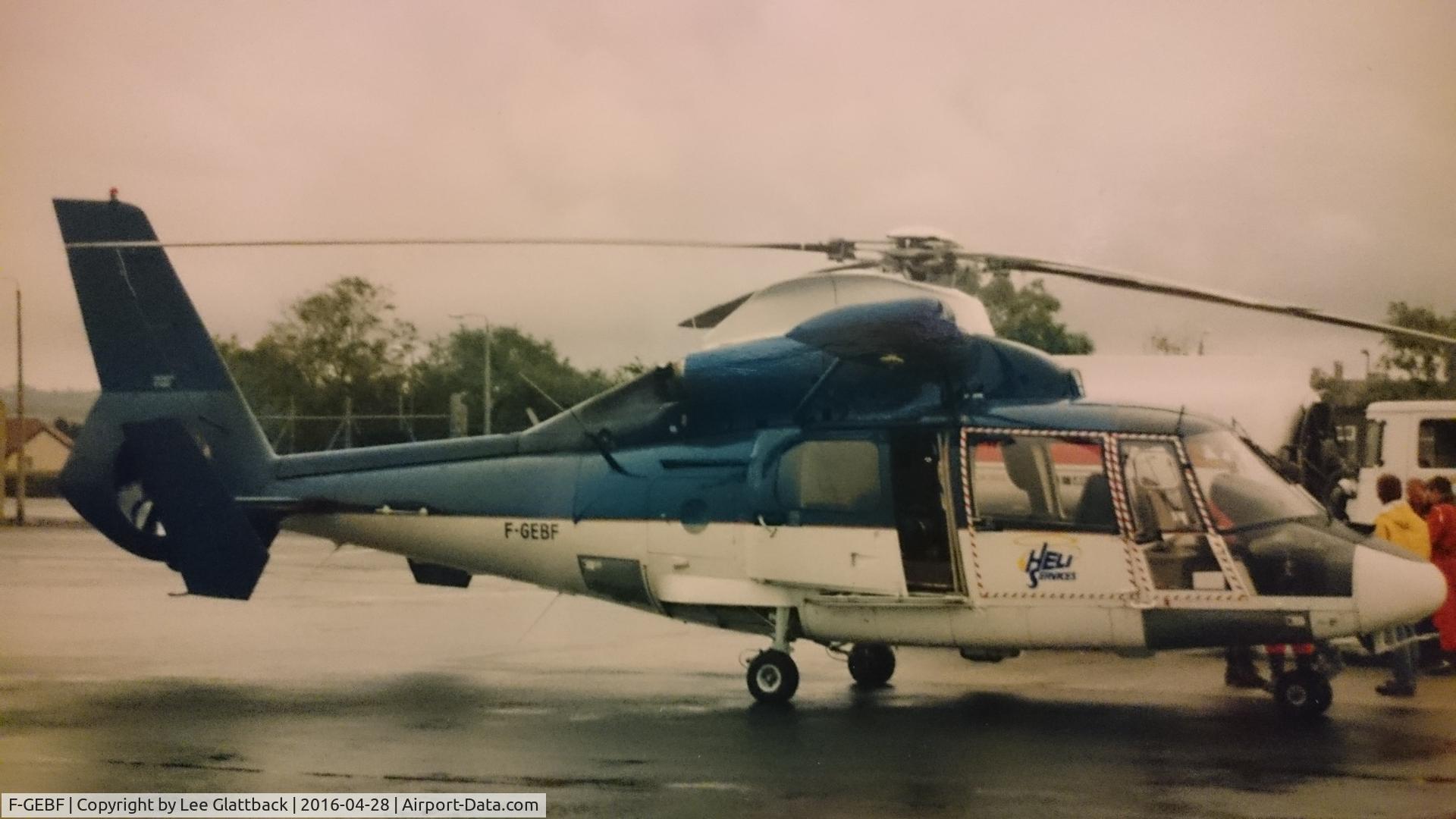 F-GEBF, Eurocopter SA-365N Dauphine 2 C/N 6081, Taken at a wet Plymouth Airport