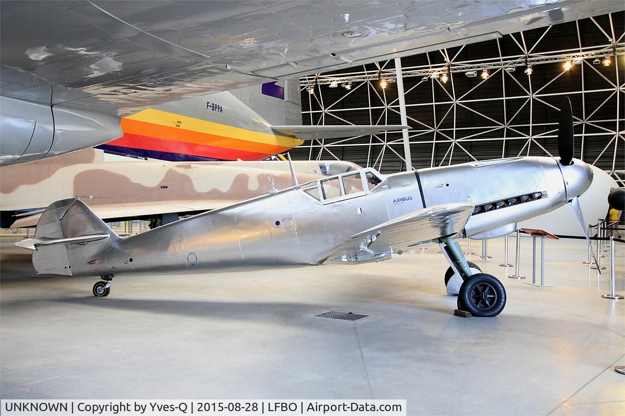UNKNOWN, Hispano HA-1109-K1L/Bf-109G-2 C/N 54, Hispano HA-1109-K1L-Bf-109G-2, preserved at Aeroscopia museum, Toulouse-Blagnac. 
This aircraft, originally a Hispano Ha 1109, ownership of Airbus group, has been restored and converted Bf 109G-2, with a Daimler-Benz DB605 engine.
