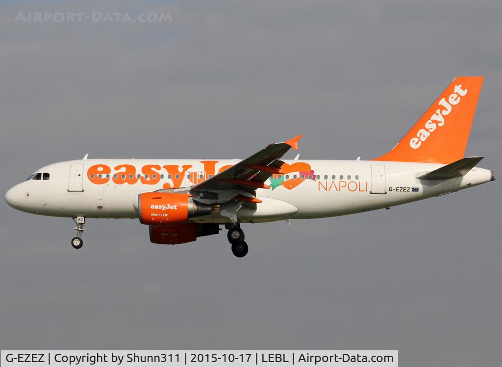 G-EZEZ, 2004 Airbus A319-111 C/N 2360, Landing rwy 25R still with Napoli logo