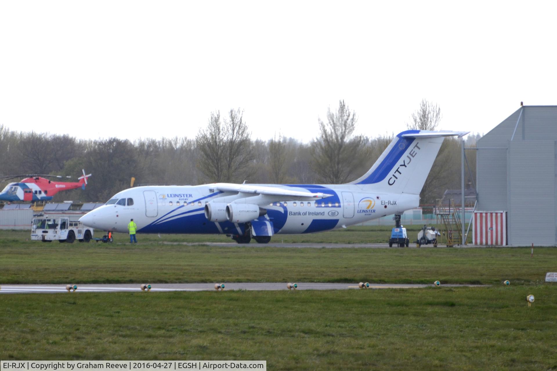 EI-RJX, 2000 BAe Systems Avro 146-RJ85A C/N E.2372, Being pushed back into the new engine test area.