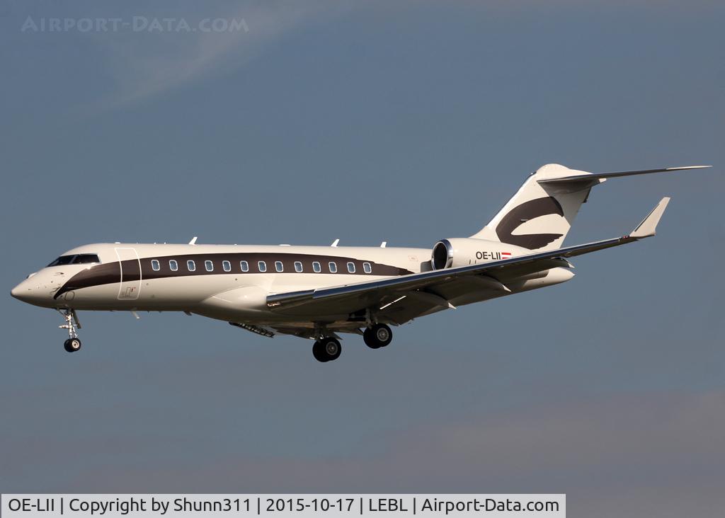 OE-LII, 2014 Bombardier BD-700-1A10 Global 6000 C/N 9609, Landing rwy 25R