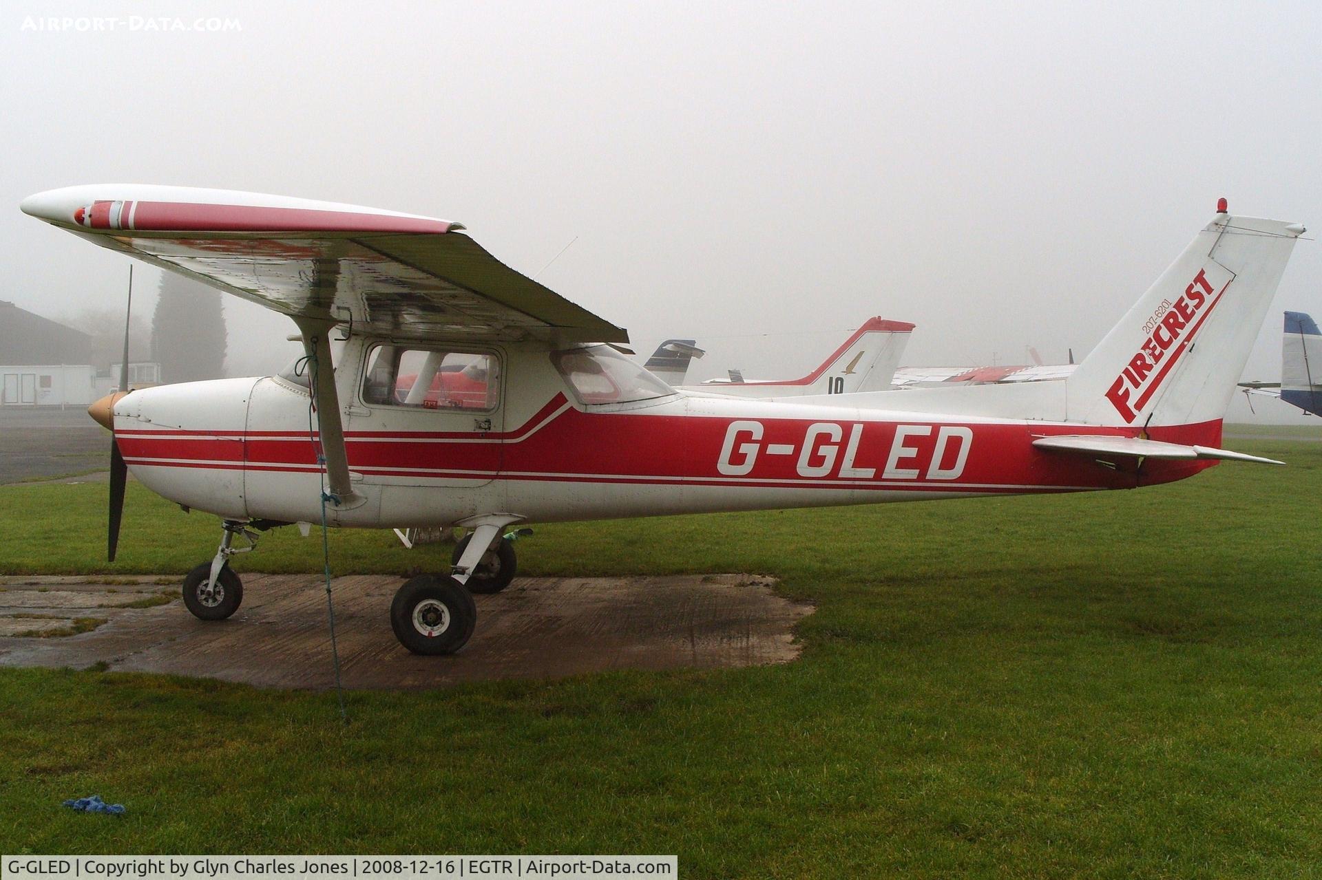 G-GLED, 1975 Cessna 150M C/N 150-76673, Taken on a quiet cold and foggy day. With thanks to Elstree control tower who granted me authority to take photographs on the aerodrome. Previously C-GLED. Owned by Firecrest Aviation Ltd.