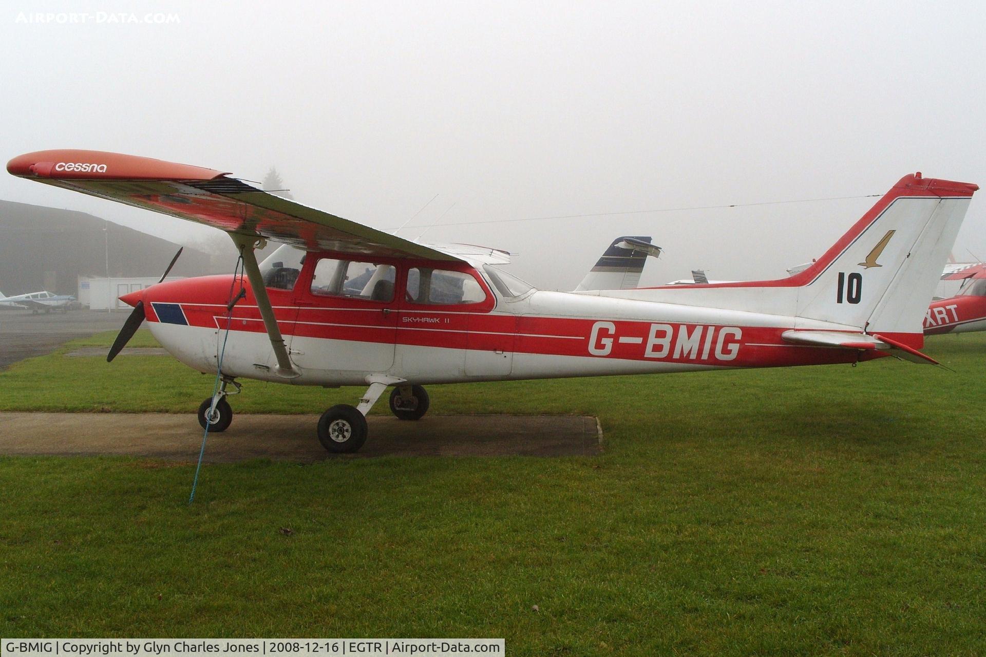 G-BMIG, 1979 Cessna 172N Skyhawk C/N 172-72376, Taken on a quiet cold and foggy day. With thanks to Elstree control tower who granted me authority to take photographs on the aerodrome. Previously ZS-KGI. Owned by BMIG Group c/o Firecrest Aviation. Sporting '10'.