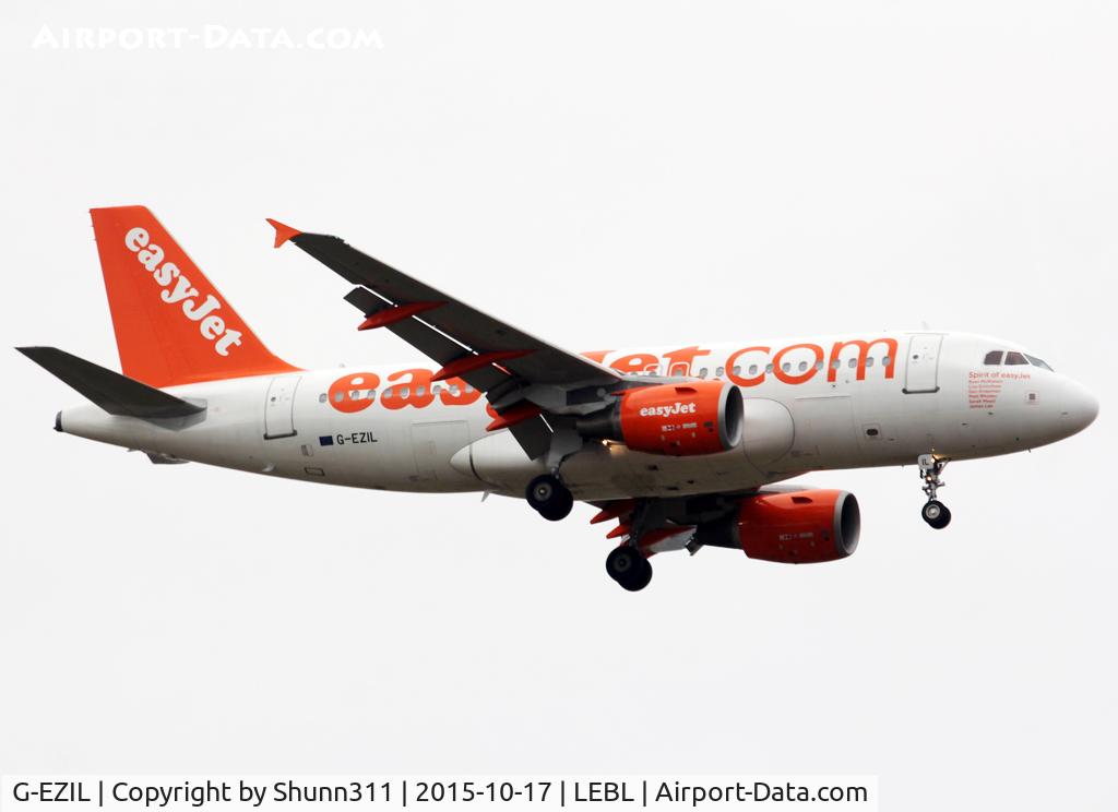 G-EZIL, 2005 Airbus A319-111 C/N 2492, Landing rwy 07L