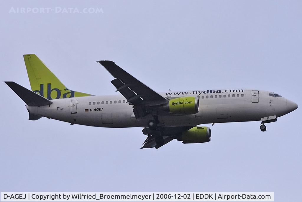 D-AGEJ, 1988 Boeing 737-3L9 C/N 24221, DBA on Approach to Runway 14L
