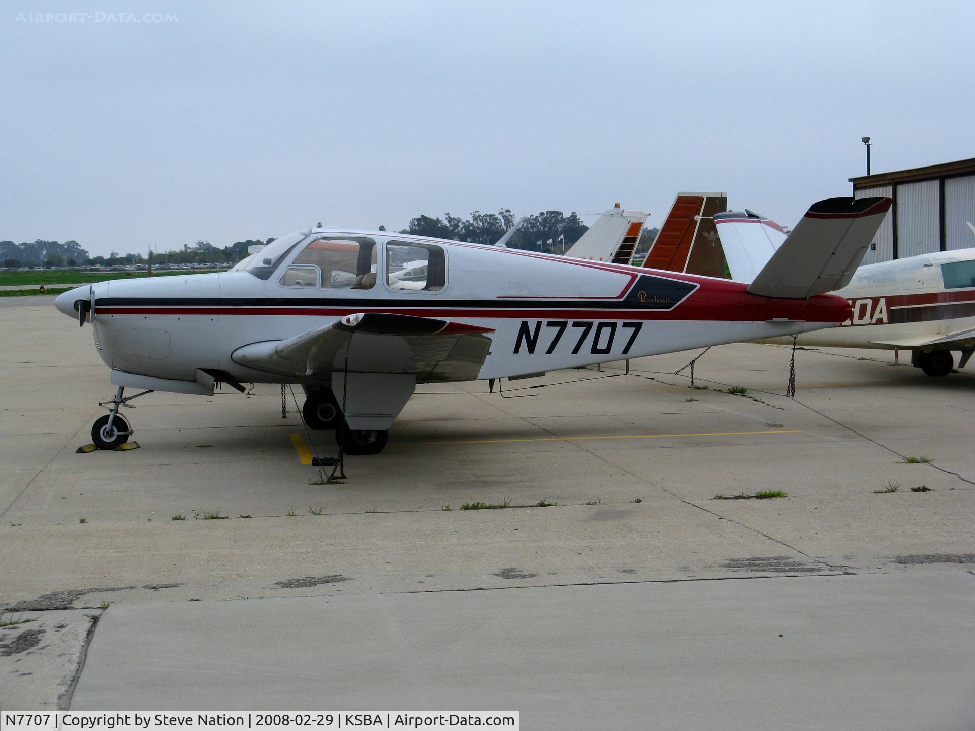 N7707, 1950 Beech B35 Bonanza C/N D-2535, Locally-based 1950 Beech B35 Bonanza @ Santa Barbara Municipal Airport, CA