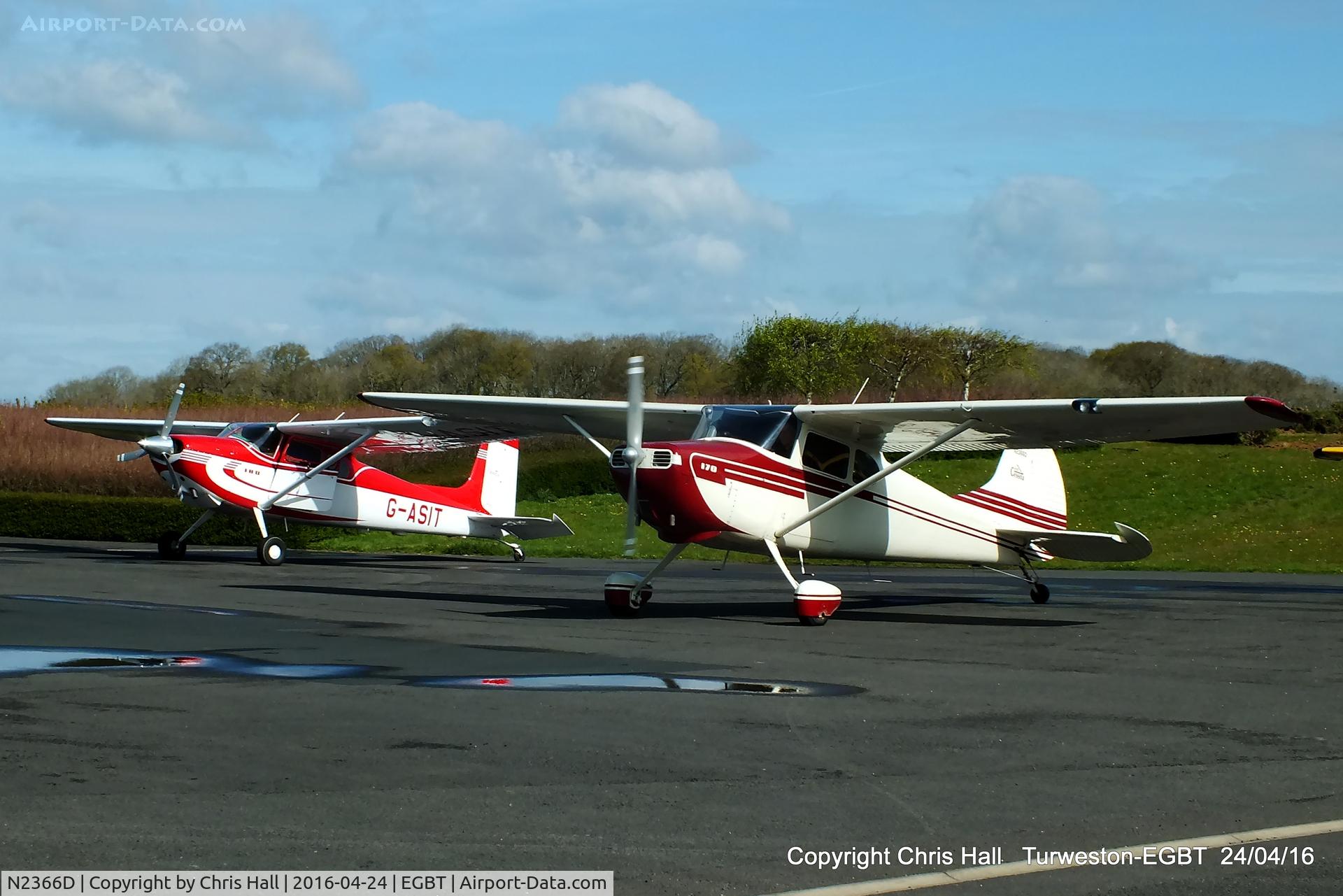 N2366D, 1952 Cessna 170B C/N 20518, with G-ASIT Cessna 180 at Turweston