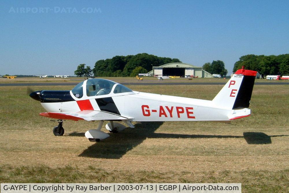G-AYPE, 1971 Bolkow Bo-209 Monsun 150FF C/N 123, Bolkow Bo.209 160RV Monsun [123] Kemble~G 13/07/2003