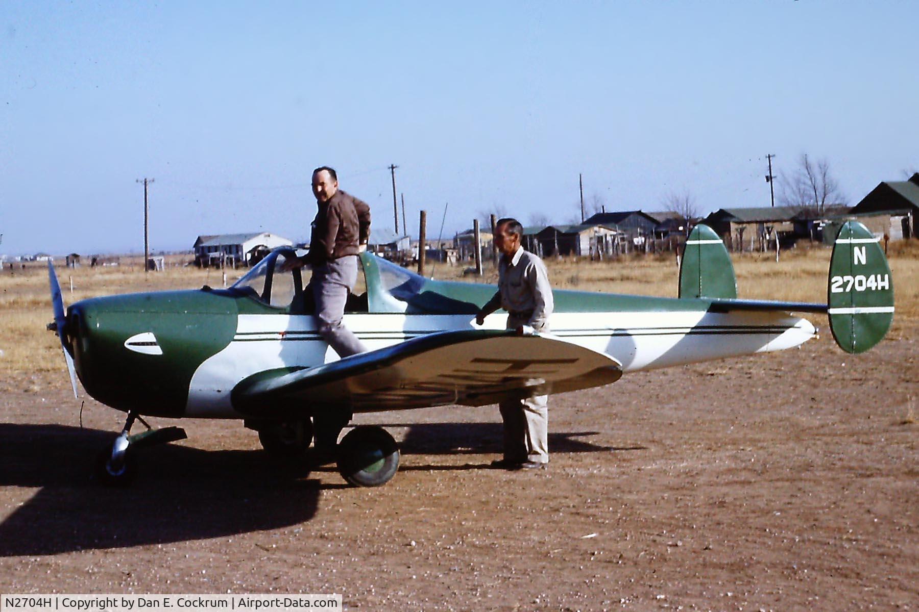 N2704H, 1946 Erco 415C Ercoupe C/N 3329, From color slide made in 1957 at Post, Texas.
