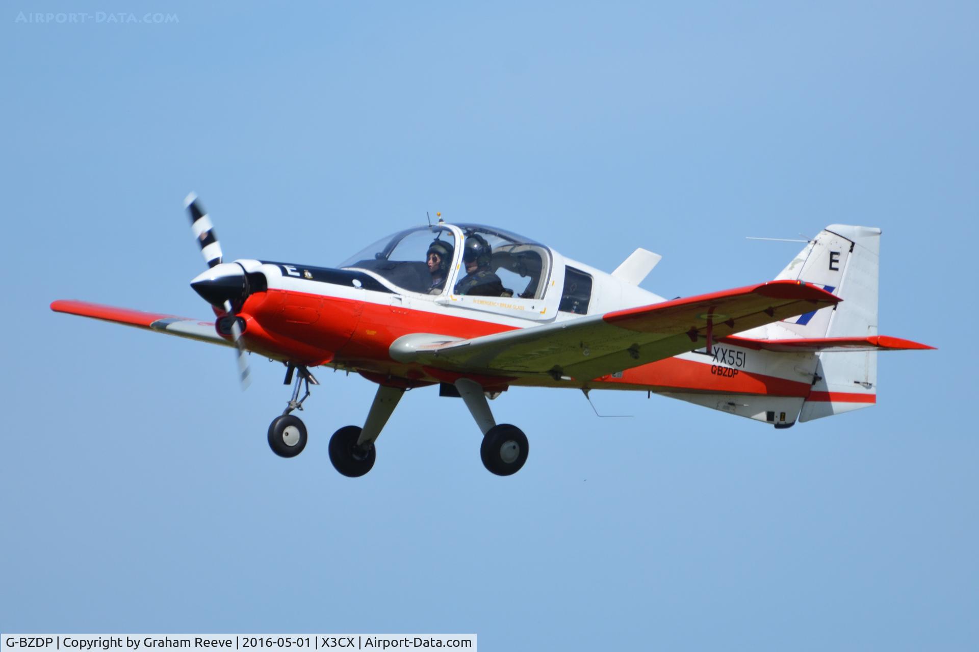 G-BZDP, 1974 Scottish Aviation Bulldog T.1 C/N BH120/244, Departing from Northrepps.