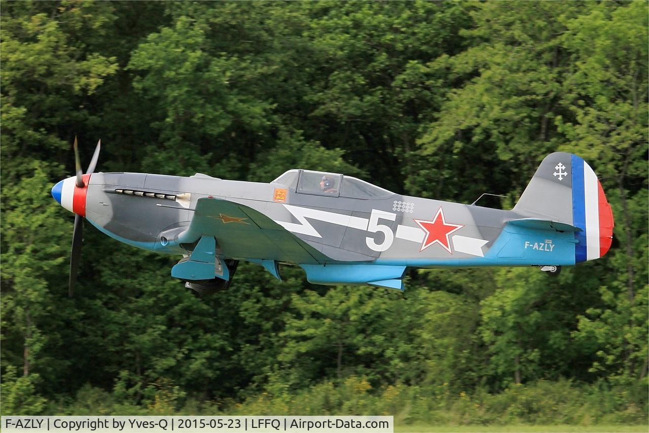 F-AZLY, Yakovlev Yak-3U C/N 172890, Yakovlev Yak-3U, Take off rwy 28, La Ferté-Alais airfield (LFFQ) Airshow 2015