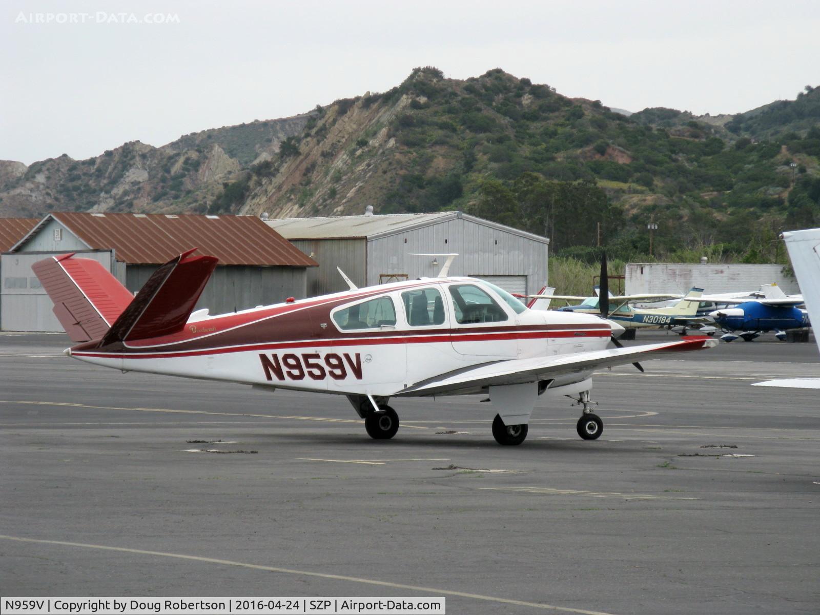 N959V, 1976 Beech V35B Bonanza C/N D-9851, 1976 Beech V35B BONANZA, Continental IO-520-B 285 Hp