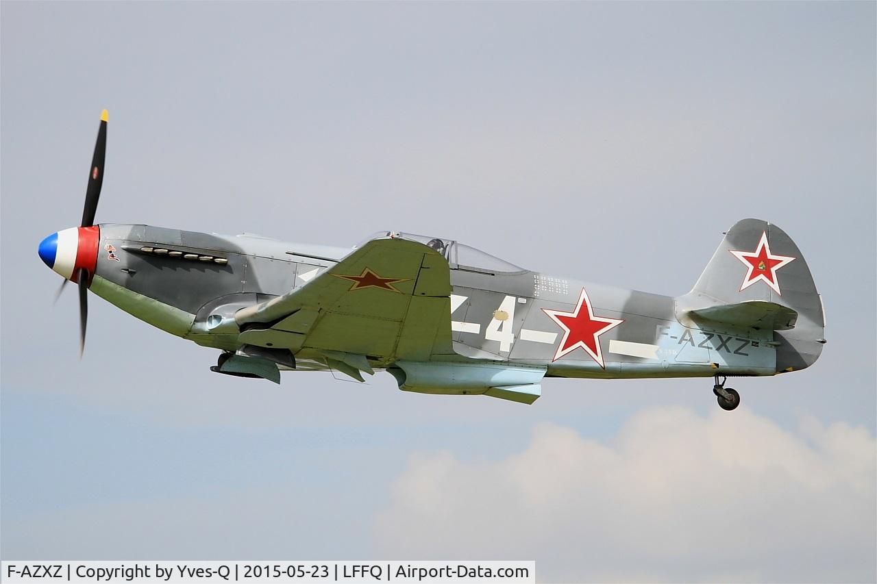 F-AZXZ, 1944 Yakovlev Yak-3UA Replica C/N Y337, Yakovlev YAK-3UA Replica, Take off rwy 28, La Ferté-Alais Airfield (LFFQ) Air show 2015
