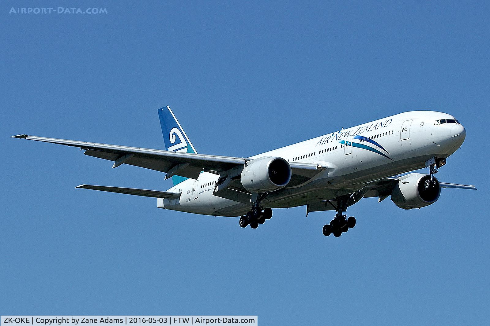 ZK-OKE, 2006 Boeing 777-219/ER C/N 32712, Landing in Fort Worth, Texas for a visit to the paint shop.