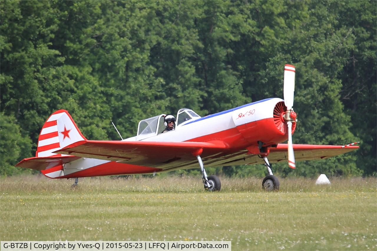 G-BTZB, 1980 Yakovlev Yak-50 C/N 801810, Yakovlev Yak-50, Taxiing to parking area, La Ferté-Alais Airfield (LFFQ) Air show 2015