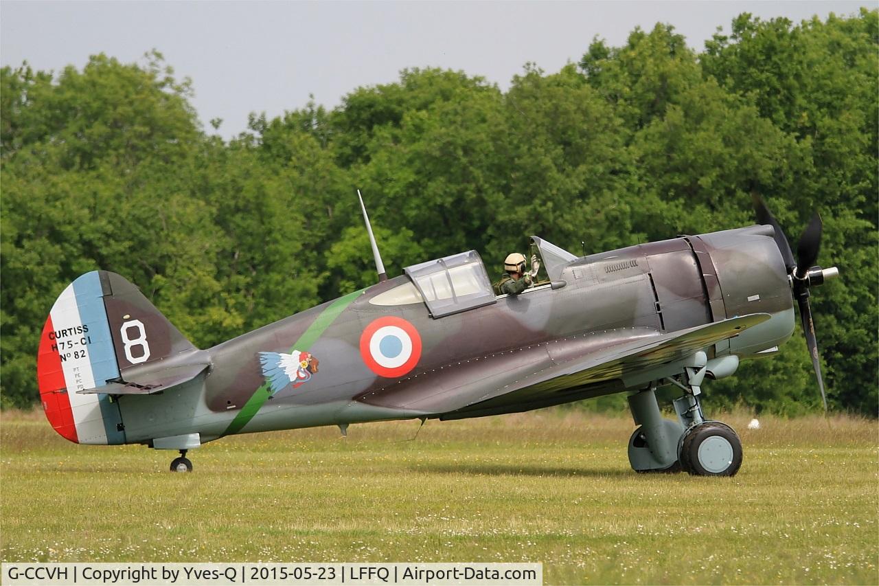 G-CCVH, 1939 Curtiss H-75A-1 C/N 12881, Curtiss H-75A-1, Taxiing to parking area, La Ferté-Alais airfield (LFFQ) Airshow 2015