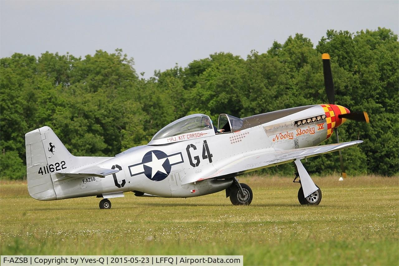 F-AZSB, 1944 North American P-51D Mustang C/N 122-40967, North American P-51D Mustang, Taxiing to parking area, La Ferté-Alais (LFFQ) Air show 2015