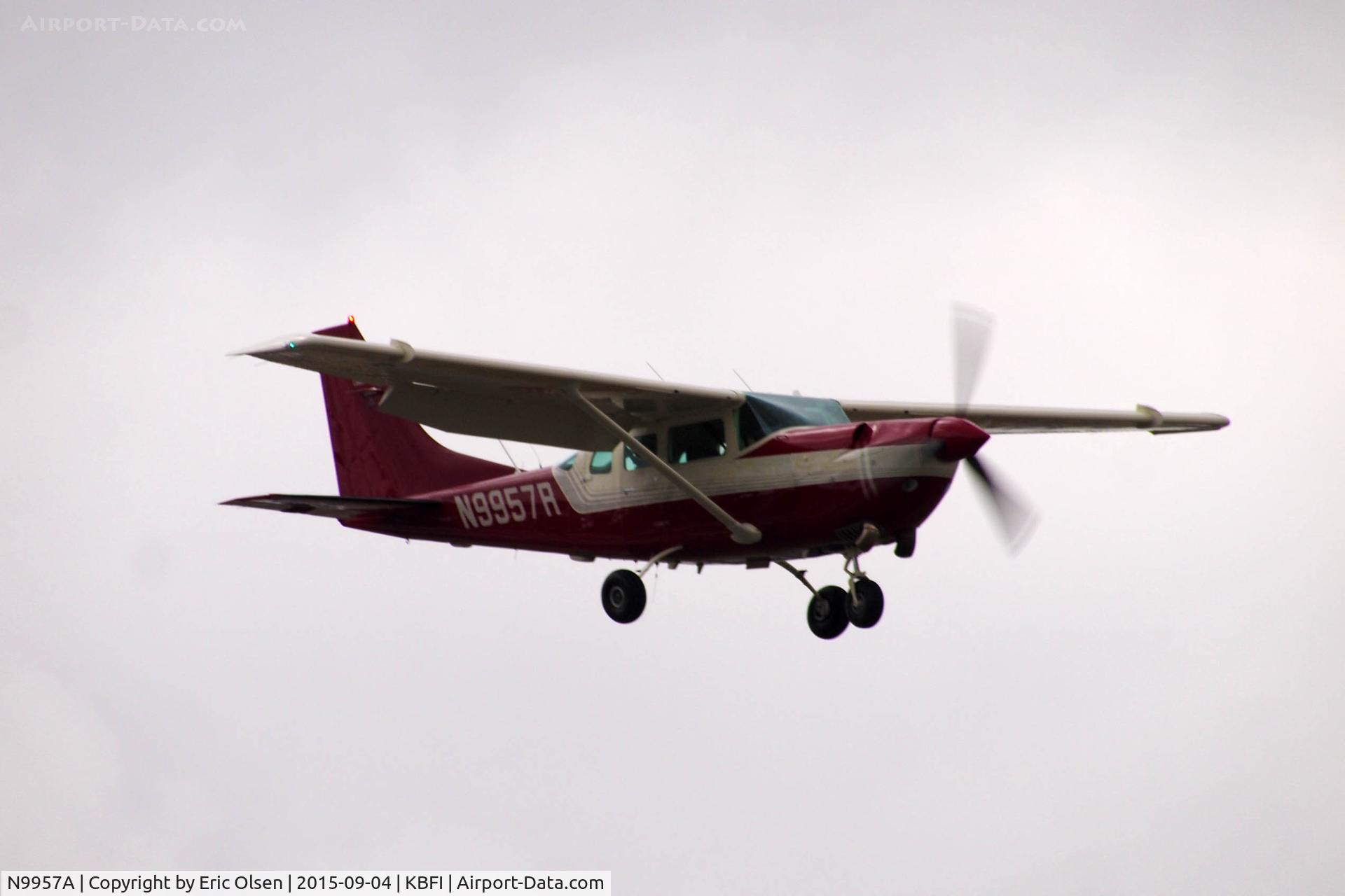 N9957A, 1950 Cessna 170A C/N 19317, Cessna 170A over Boeing Field.