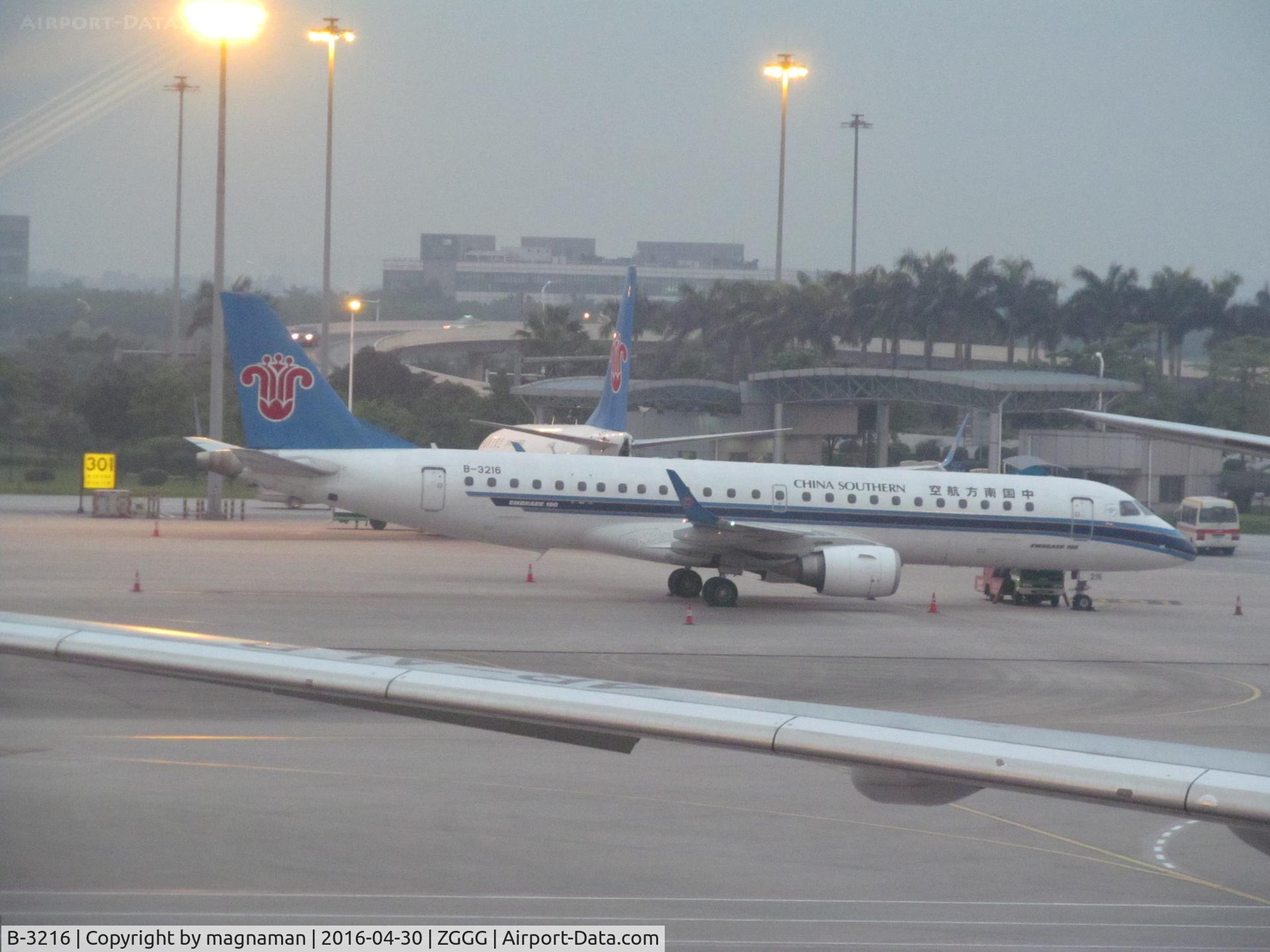 B-3216, 2012 Embraer 190LR (ERJ-190-100LR) C/N 19000598, ERJ of china southern at home hub of Guangzhou.