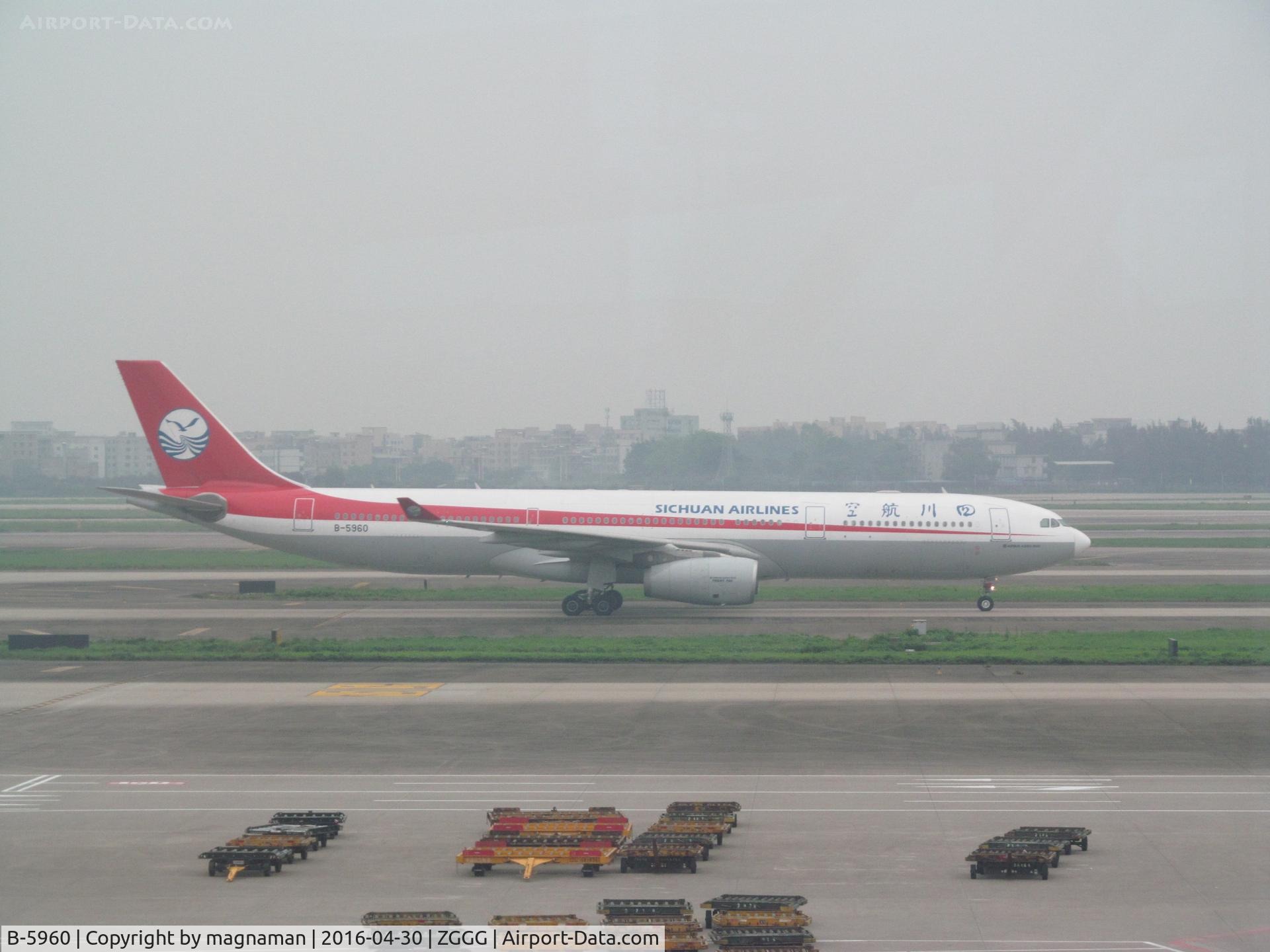 B-5960, 2014 Airbus A330-343 C/N 1579, taxying to stand at Guangzhou