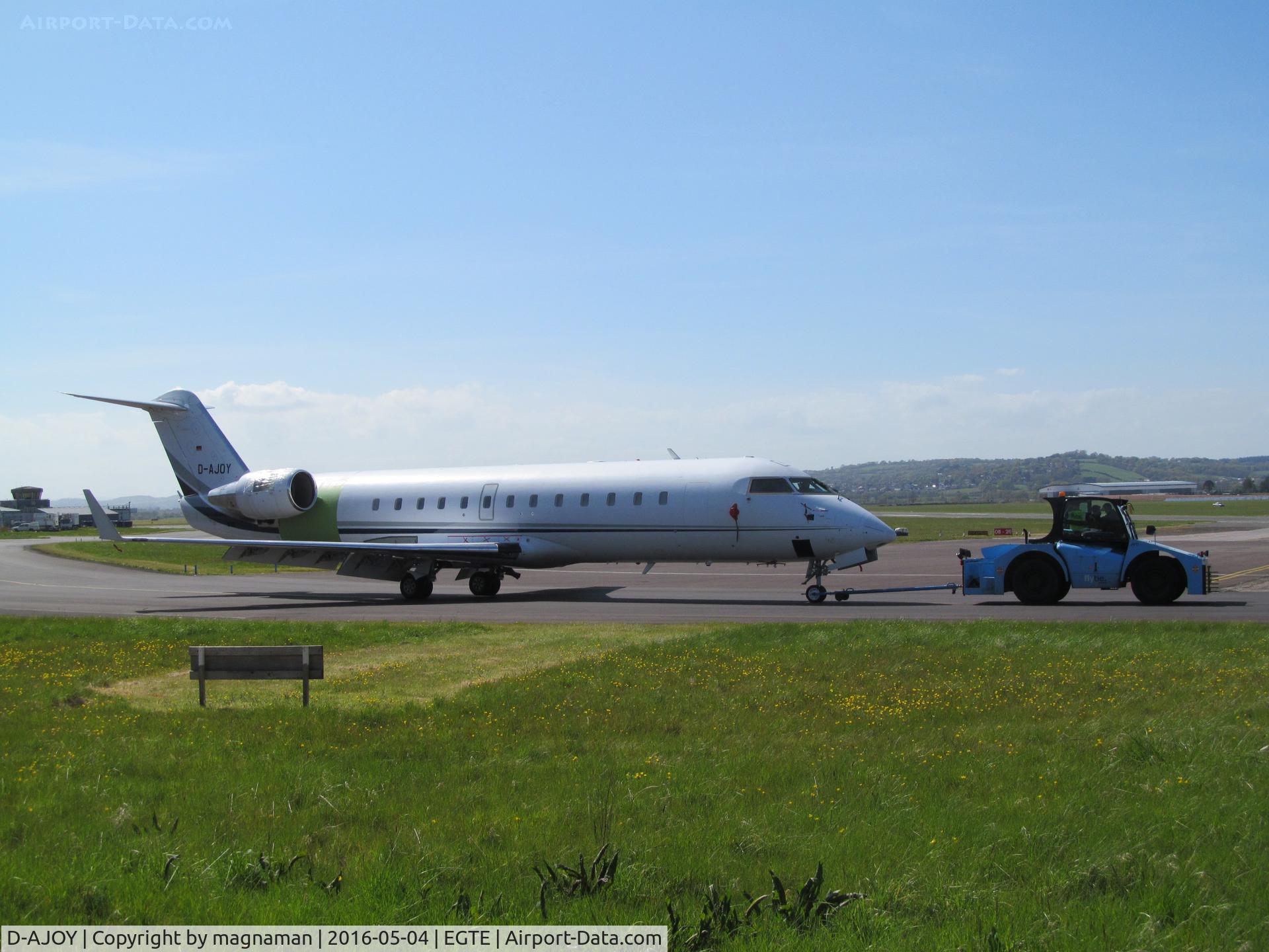D-AJOY, 2007 Bombardier Challenger 850 (CL-600-2B19) C/N 8069, being towed to opposite side of airport for some TLC