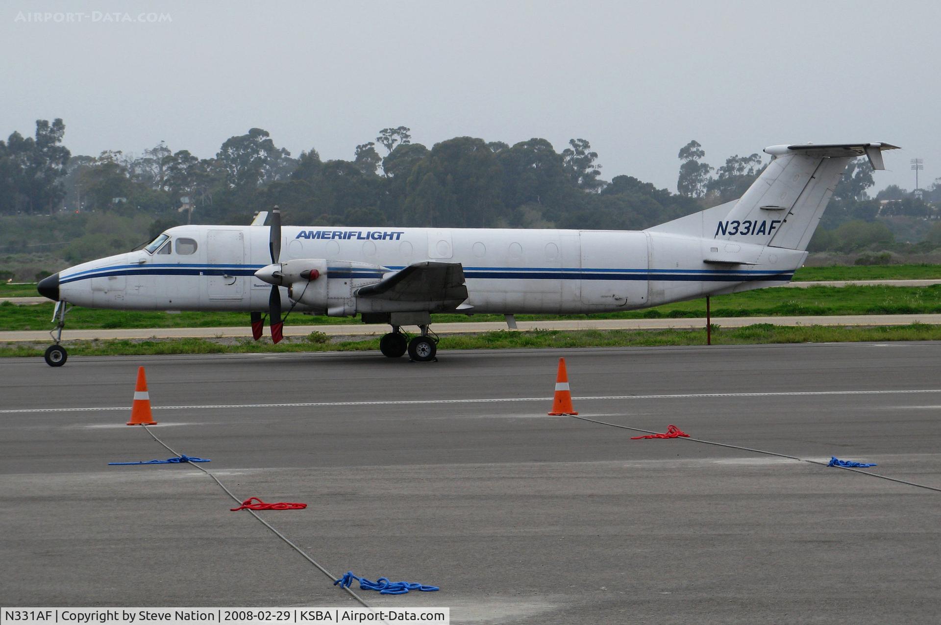 N331AF, 1985 Beech 1900C C/N UB-44, Ameriflight 1985 Beech 1900C awaiting nightly mail and packages @ Santa Barbara Municipal Airport, CA